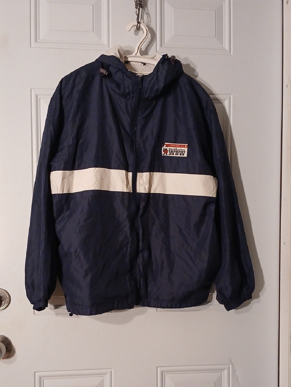 Walt Disney World WDW Men's Navy Windbreaker Jacket with White Stripe